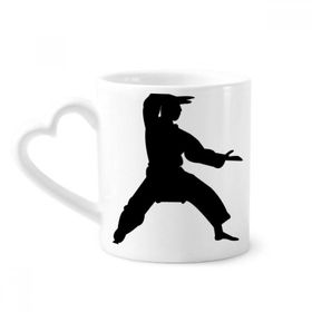 Dıythinker 340 ml Kalp Saplı Çin Dövüş Sanatları Shaolin Kung Fu Desenli Kahve Kupaları Seramik Kupa