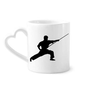 Dıythinker 340 ml Kalp Saplı Çin Shaolin Stick Kung Fu Kültür Kahve Kupaları Seramik Kupa