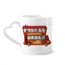 Dıythinker 340 ml Kalp Saplı Çizgi Film Doubledecker Britanya Ülke Kahve Kupaları Seramik Kupa