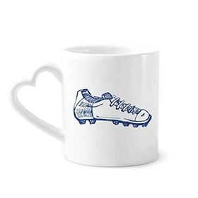 Dıythinker 340 ml Kalp Saplı Çizgi Film Futbol Ayakkabıları Mavi Desenli Kahve Kupaları Çömlekçilik Seramik Kupa