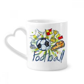 Dıythinker 340 ml Kalp Saplı Çizgi Film Futbol Serisi Desenli Futbol Kahve Kupaları Seramik Kupa