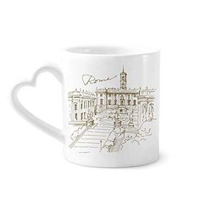 Dıythinker 340 ml Kalp Saplı Fontana Di Trevi Roma Fontana Kent Simgesi Kahve Seramik Kupa