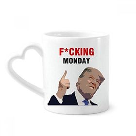 Dıythinker 340 ml Kalp Saplı Gülünç Amerikan Başkanı Trump Resim Kahve Kupaları Seramik Kupa