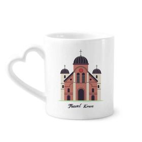 Dıythinker 340 ml Kalp Saplı Güney Kore'de Kilise Ziyareti Kahve Seramik Kupa