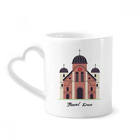 Dıythinker 340 ml Kalp Saplı Güney Kore'de Kilise Ziyareti Kahve Seramik Kupa