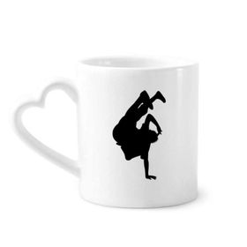 Dıythinker 340 ml Kalp Saplı Hip Pop El Standı Performans Dansçı Kahve Seramik Kupa