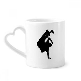 Dıythinker 340 ml Kalp Saplı Hip Pop El Standı Performans Dansçı Kahve Seramik Kupa