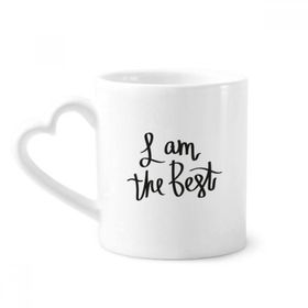 Dıythinker 340 ml Kalp Saplı I Am The Best Quote Kahve Çömlekçilik Seramik Kupa