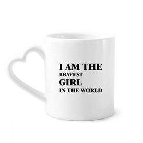Dıythinker 340 ml Kalp Saplı I Am The Bravest Girl Kahve Seramik Kupa