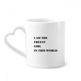 Dıythinker 340 ml Kalp Saplı I Am The Freest Girl Kahve Çömlekçilik Seramik Kupa