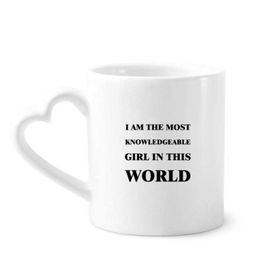 Dıythinker 340 ml Kalp Saplı I Am The Knowledgeable Girl Kahve Seramik Kupa