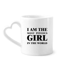 Dıythinker 340 ml Kalp Saplı I Am The Piteous Girl Kahve Çömlekçilik Seramik Kupa