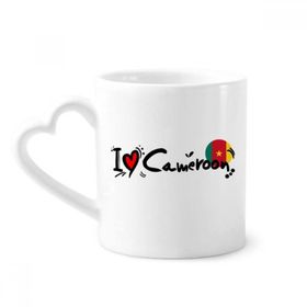 Dıythinker 340 ml Kalp Saplı I Love Cameroon Kelime Bayrağı Aşk Kalp İllüstrasyon Kahve Seramik Kupa