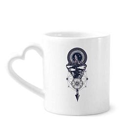 Dıythinker 340 ml Kalp Saplı Iceberg Compass Yıldızlar Sanat Desenli Kahve Seramik Kupa