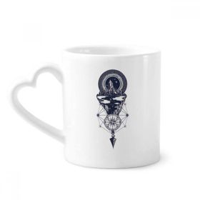 Dıythinker 340 ml Kalp Saplı Iceberg Compass Yıldızlar Sanat Desenli Kahve Seramik Kupa