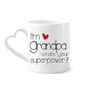 Dıythinker 340 ml Kalp Saplı I'm A Grandpa What's Your Superpower= Kahve Seramik Kupa