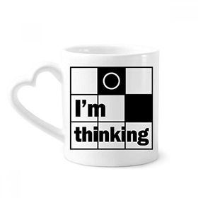 Dıythinker 340 ml Kalp Saplı I'm Thinking Sözü Kahve Seramik Kupa