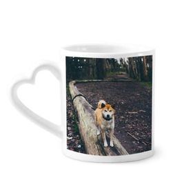 Dıythinker 340 ml Kalp Saplı Japon Köpek Evcil Hayvan Resim Kahve Seramik Kupa