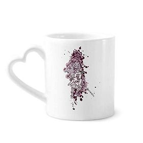 Dıythinker 340 ml Kalp Saplı Japonya Ninja Samurai Kılıç Sakura Sanat Kahve Seramik Kupa