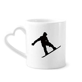 Dıythinker 340 ml Kalp Saplı Jumping Skateboarding Spor Siyah Silüet Kahve Seramik Kupa