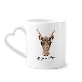 Dıythinker 340 ml Kalp Saplı Kahverengi Vahşi Saiga Antilop Hayvan Kahve Seramik Kupa