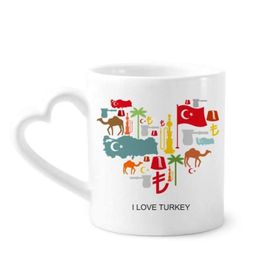 Dıythinker 340 ml Kalp Saplı Kalp Deve Lira Ulusal Bayrağı Hindistan Cevizi Ağacı Kahve Seramik Kupa