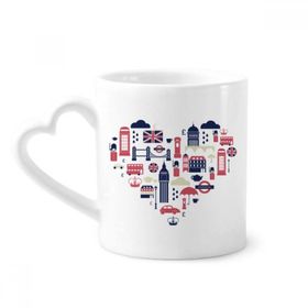 Dıythinker 340 ml Kalp Saplı Kalp Londra Köprüsü UK Big Ben Kahve Seramik Kupa