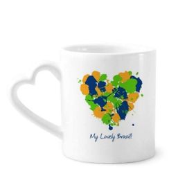Dıythinker 340 ml Kalp Saplı Kalp Şekilli My Lovely Brazil Brezilya Kahve Seramik Kupa