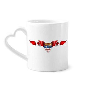 Dıythinker 340 ml Kalp Saplı Kanada Bayrağı Ulusal Amblem Kahve Seramik Kupa