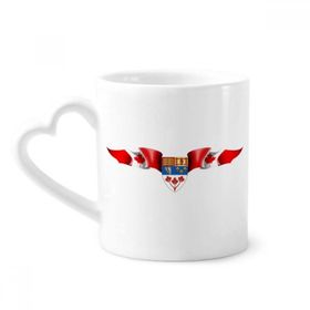 Dıythinker 340 ml Kalp Saplı Kanada Bayrağı Ulusal Amblem Kahve Seramik Kupa