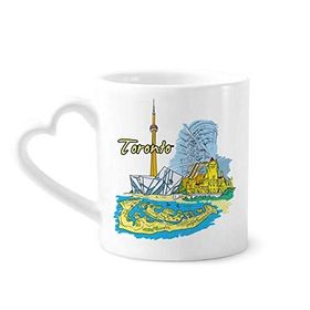 Dıythinker 340 ml Kalp Saplı Kanada Lezzeti Toronto Manzarası Kent Simgesi Kahve Seramik Kupa