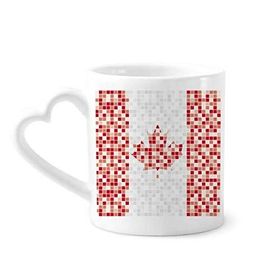 Dıythinker 340 ml Kalp Saplı Kanada Ulusal Bayrağı Akçaağaç Yaprağı Mozaik Kahve Seramik Kupa