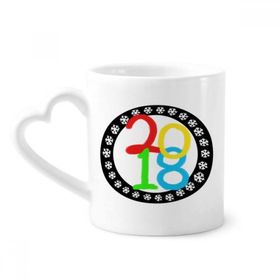 Dıythinker 340 ml Kalp Saplı Kar Tanesi 2018 Happy New Year Kahve Seramik Kupa