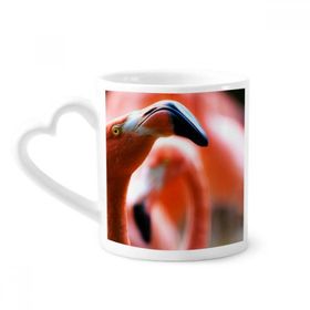 Dıythinker 340 ml Kalp Saplı Karasal Organizma Flamingo Vahşi Hayvan Kahve Seramik Kupa