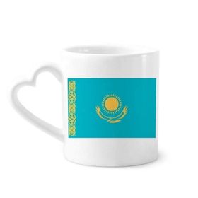 Dıythinker 340 ml Kalp Saplı Kazakistan Ulusal Bayrağı Asya Ülke Kahve Seramik Kupa