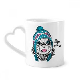 Dıythinker 340 ml Kalp Saplı Kedi Kafası Kar Kedi'nin Tatı Hayvan Evcil Hayvan Kahve Seramik Kupa