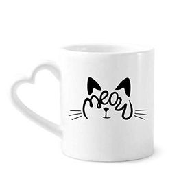 Dıythinker 340 ml Kalp Saplı Kedi Miyav Alıntı DIY Tasarım Kahve Seramik Kupa