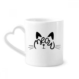 Dıythinker 340 ml Kalp Saplı Kedi Miyav Alıntı DIY Tasarım Kahve Seramik Kupa