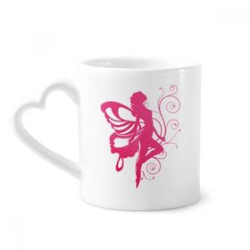 Dıythinker 340 ml Kalp Saplı Kelebek Pembe Kanatlı Güzel Melek Kahve Seramik Kupa