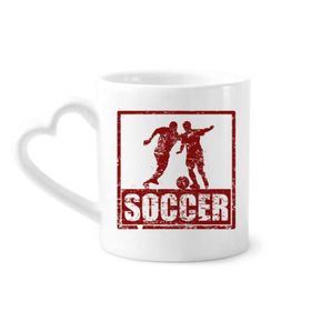 Dıythinker 340 ml Kalp Saplı Kırmızı Futbolcu Tutmak Futbol Kahve Seramik Kupa