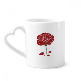 Dıythinker 340 ml Kalp Saplı Kırmızı Karanfil Anneler Günü Çiçek Bitki Kahve Seramik Kupa
