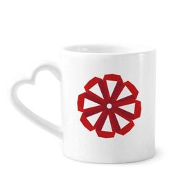 Dıythinker 340 ml Kalp Saplı Kırmızı Soyut Noel Çiçeği Origami Kahve Seramik Kupa