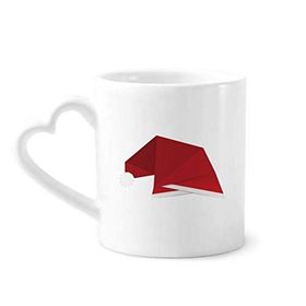 Dıythinker 340 ml Kalp Saplı Kırmızı Soyut Noel Şapkası Origami Kahve Seramik Kupa