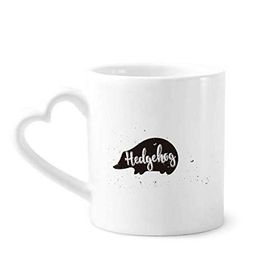 Dıythinker 340 ml Kalp Saplı Kirpi Siyah ve Beyaz Hayvan Kahve Seramik Kupa