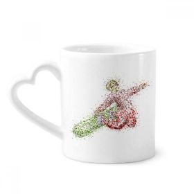 Dıythinker 340 ml Kalp Saplı Kış Spor Kaykay Suluboya Desenli Kahve Seramik Kupa