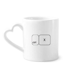 Dıythinker 340 ml Kalp Saplı Klavye Sembolü Ctrl X Kahve Seramik Kupa