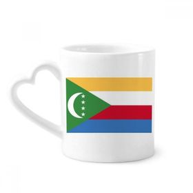 Dıythinker 340 ml Kalp Saplı Komorlar Ulusal Bayrak Afrika Ülke Kahve Seramik Kupa