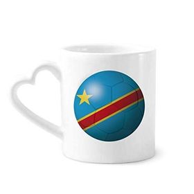 Dıythinker 340 ml Kalp Saplı Kongo Ulusal Bayrağı Futbol Futbol Kahve Seramik Kupa