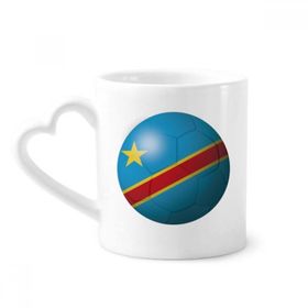 Dıythinker 340 ml Kalp Saplı Kongo Ulusal Bayrağı Futbol Futbol Kahve Seramik Kupa