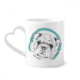 Dıythinker 340 ml Kalp Saplı Kulaklık Müzik Canlılığı Sesler Köpek Kahve Seramik Kupa